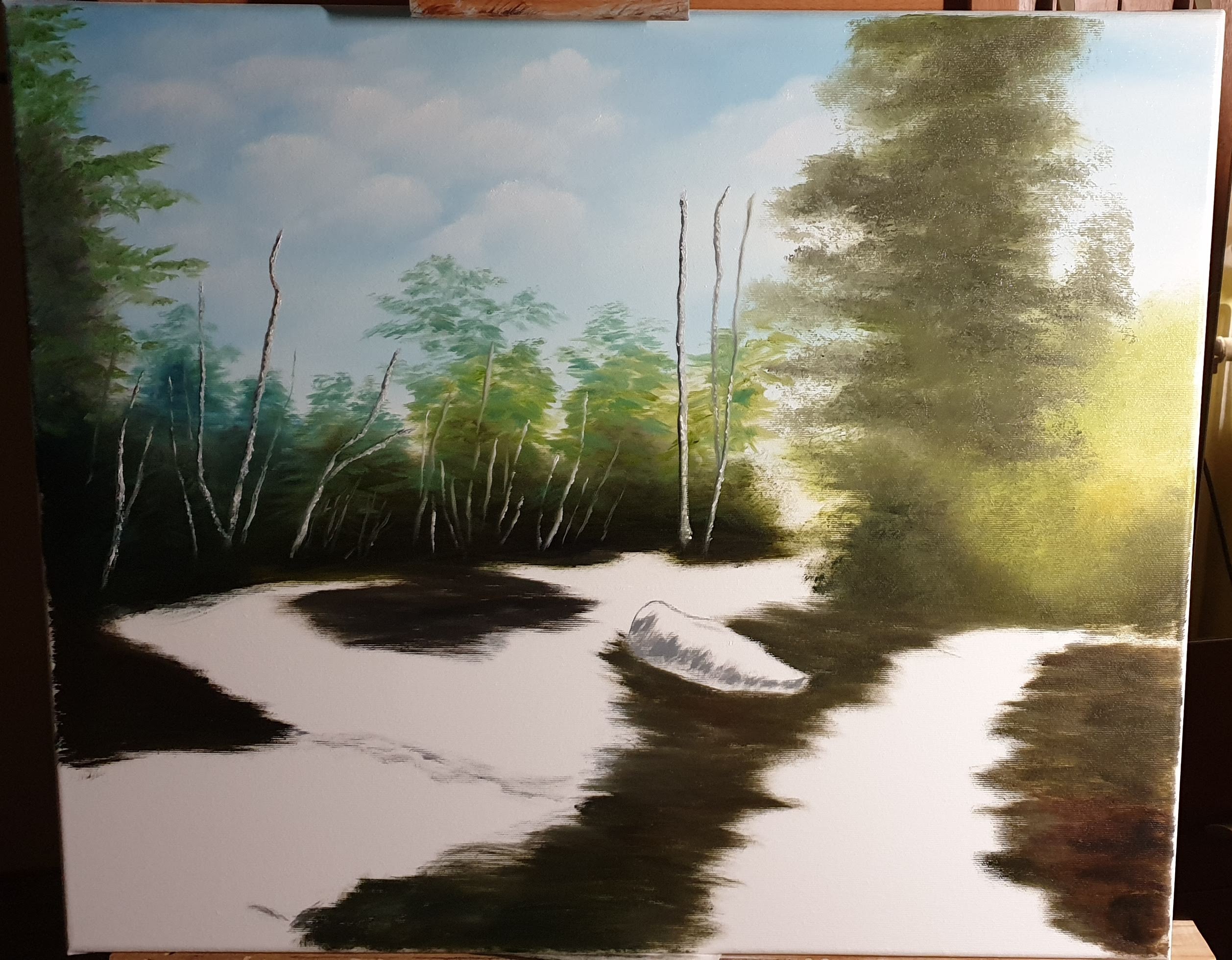 The Hidden Birch Trees - Example of the partial progress in painting